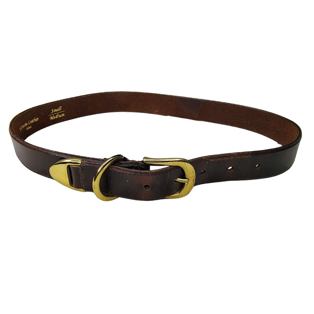1980s Gloria Vanderbilt Brown Leather Belt Brass Hardware Tip Gently Used Medium